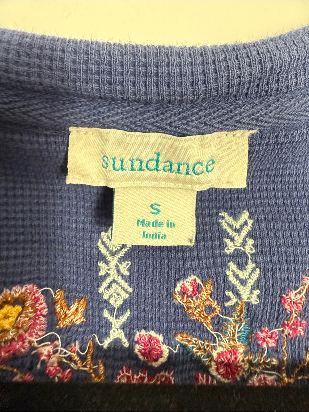 Sundance Fayette Floral Henley Thermal Cotton Longsleeve Top Small - Picture 4 of 7